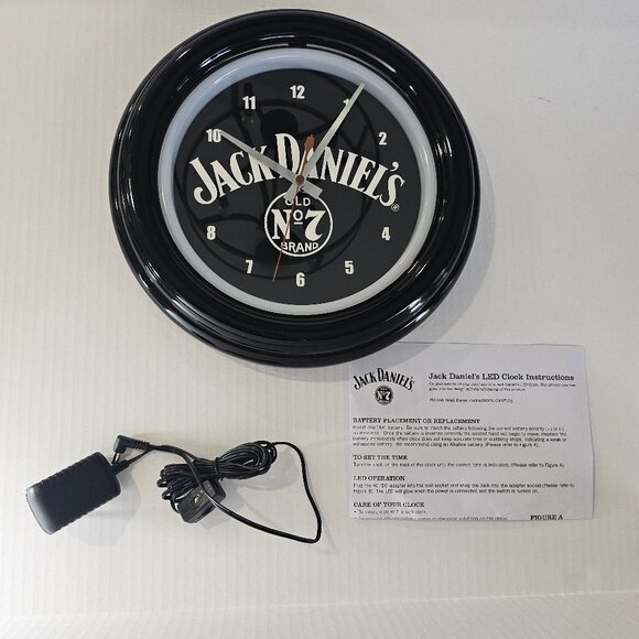 New In Box Black Jack Daniels Old Number 7 Brand LED Neon Light Wall Clock - Picture 10 of 11
